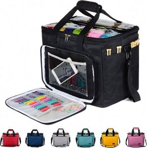 Muestra gratuita: Bolsa de punto portátil de gran capacidad con cubierta y divisor interior, organizador de hilo, bolsa de almacenamiento de hilo, bolsa de ganchillo - Product Image 5