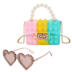 かわいい子供ゼリーハンドバッグとハートメガネセット小さな女の子ミニショルダーバッグ子供用財布ファッションサングラスの組み合わせカスタム - Product Image 6