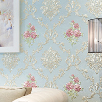 Papier Peint Adhésif Non Tissé 3D Floral Jardin Européen Chambre Salon Fond TV Maison Autocollant Mural Épaisseur 2mm