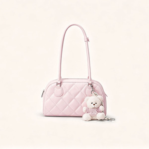 กระเป๋าบอสตันแบบควิลท์สำหรับผู้หญิง - กระเป๋าสะพายไหล่ลายเพชรหรูหรา - Product Image 4
