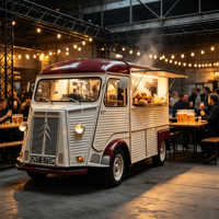 Remolque de Comida Eléctrico Retro Personalizado Citroën con Freidora Eléctrica Comercial para Pollo Frito, Ideal para Salones de Cerveza