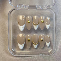 Faux Ongles à Pression Réutilisables Faits Main French Manucure Personnalisés, Vente en Gros, avec Boîte d'Emballage