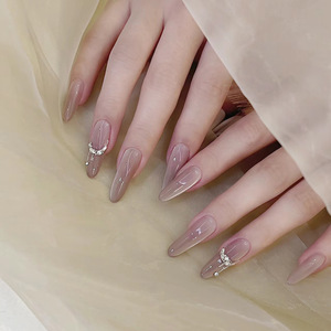 2024 mới có thể đeo mắt mèo Rhinestone chuỗi thủ công Mẹo Thả Nước dài 30 Miếng dán móng tay giả có thể tháo rời - Product Image 2