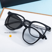 Nouvelles Lunettes de Soleil Photochromiques Carrées Style Européen et Américain 2026 pour Hommes – Monture en Acétate Élégante avec Verres Amovibles Tendance