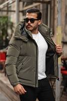 Manteau d'hiver pour homme imperméable en satin à capuche, fourrure de cheval écologique, garnissage 50% duvet de canard gris, séchage rapide, fermeture éclair, épais et léger