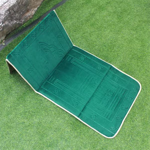 Alfombrilla de oración plegable musulmana al por mayor con bolsillo, alfombrilla de oración Lisa islámica, alfombrilla de oración Sejadah con respaldo - Product Image 2
