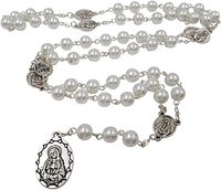 Collier de chapelet chapelet avec perles en verre blanc et noir, bijoux catholique