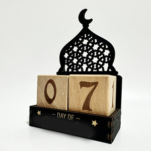 Calendario de Adviento DIY de Ramadán y Eid Mubarak con Luna Creciente y Estrella de Madera de Boj, Decoraciones de Cuenta Regresiva para Interiores, Adornos para el Hogar, <span class=keywords><strong>Regalos</strong></span> - Product Image 5