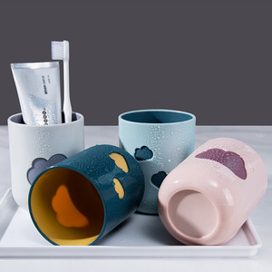 <b>Pin</b> Rabbit Cloud Shape Toothbrush Cup Eco Friendly Couple Use Cylinder Design Household Wash Cup Student Gift - Product Image 2