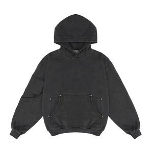 Ropa creativa para hombre 2024 moda americana Retro Blockbuster lavado High Street Hip-hop Casual Sudadera con capucha - Product Image 1