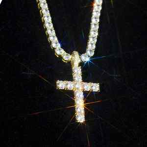 Wholesale Price 1.2Inch Moissanite <b>Cross</b> Pendant Hip Hop Style Round Brilliant Cut Moissanite 925 Silver Hip Hop Pendant - Product Image 1