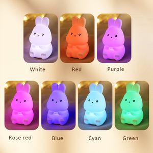 أرنب حضانة طفل حيوان أدى لطيف ليلة ضوء التنفس مصباح تعمل باللمس الإبداعية بات الأرنب لعبة الاطفال سيليكون ضوء الليل الأرنب - Product Image 4