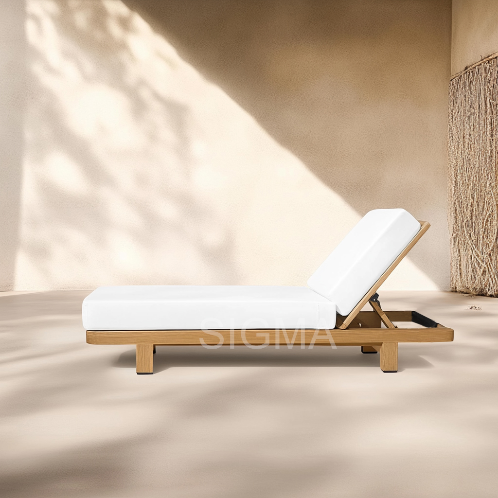 Luxury All-Weathered Teak sunlounger Modern Outdoor Furniture Hotel Leisure sun bed garden Lounge Chaise