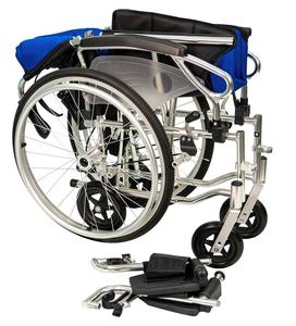 Sillas de ruedas manuales Rueda trasera de liberación rápida, reposabrazos abatible hacia atrás Reposapiés desmontable, silla de ruedas Premium plateada brillante - Product Image 6