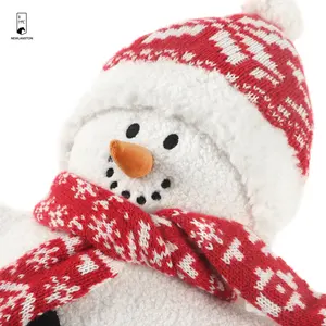 Boneco de neve branco em forma de estrela para decoração de festas de Natal, chapéu com lenço, almofada de pelúcia ultra macia para sofá doméstico