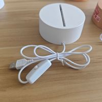 Base de lampe LED USB avec plaque acrylique blanche et interrupteur intégré, cordon d'alimentation pour enseigne lumineuse DIY