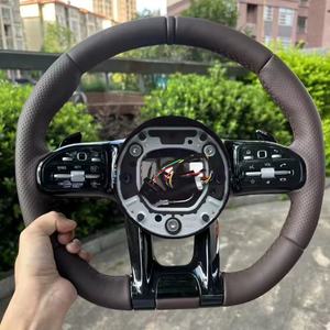 Cuir marron pour volant AMG pour Mercedes Benz W223 W253 W213W205 W222 <span class=keywords><strong>W206</strong></span> W213 E63 AMGVolant avec palettes de changement de vitesse - Product Image 3