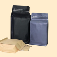 Prix de gros Sac de café en plastique Sacs en papier brun Sacs d'emballage de café noir en feuille d'aluminium personnalisés pour grain de café