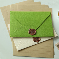 Sobre de Papel Texturizado de Lino Vintage Rosa Verde de Lujo, Sello de Cera Personalizado, Embalaje de Tarjetas de Regalo, Sobre para Invitaciones de Boda