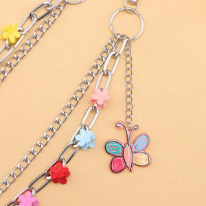 Cadena de cintura de moda con colgante de mariposa y flores coloridas, cadena de metal de doble anillo para uso diario, cadena corporal de aleación de zinc - Product Image 4