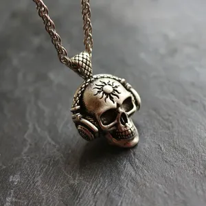 Collar con Colgante de Calavera y Auriculares <span class=keywords><strong>Death</strong></span> Rock para Hombre, Cadena Punk, Joyería Creativa para Novio, Regalo, Venta al por Mayor - Product Image 1