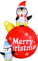 Pingouin de Noël gonflable de 6,5 pieds avec boule lumineuse LED Joyeux Noël, ornement pour la cour, la pelouse, la maison, la décoration extérieure des fêtes