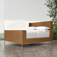 Meubles de chambre à coucher de luxe, lit capitonné de style king-size avec cadre en bois massif pour hôtel