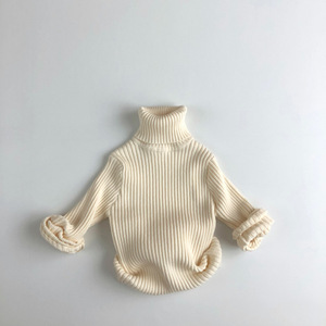 Pull côtelé à col roulé pour bébé fille et garçon, pull tricoté pour enfant, couleur unie, vêtements pour bébé de 3 à 12 ans, printemps, automne, hiver - Product Image 5