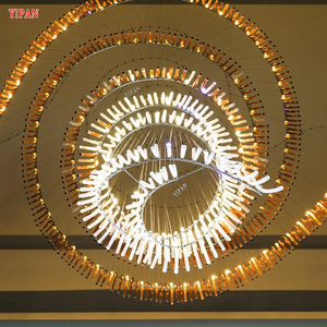 Lámpara de Araña de Tubo de Vidrio en Espiral Dorada con Gradiente, Ahorro de Energía, Personalizable para Vestíbulo de Hotel o Villa, Regulable, Alto Brillo para Restaurante - Product Image 4