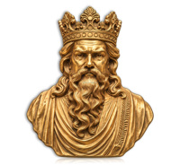 Pièce de monnaie commémorative en cuivre fin .999 de 5 oz, plaquée or, avec buste de roi irrégulier personnalisé en relief 3D, en capsule