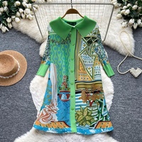Robes Amincissantes pour Femmes 2026 – Robe Chemise Florale à Manches Longues Coupe Trapèze Imprimée Tendance Décontractée pour Femme