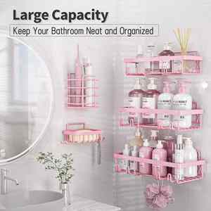 5 Pack Shower Caddy Organizer No Drilling Bathroom Rack Shelf <b>for</b> Wall Staorge <b>Basket</b> - Product Image 2