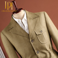 Veste rétro cintrée pour homme, style américain, avec grandes poches plaquées, blazer utilitaire léger pour le printemps