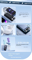 Power Bank Li-Polymer 10000mAh dengan 4 Kabel Pengisi Daya Terintegrasi, Desain Tali Gantungan, Layar Digital, Pengisian Cepat 22.5W, 2-in-1 Cepat