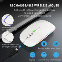Souris sans fil RGB 2.4G+BT avec rétroéclairage, souris silencieuse ergonomique rechargeable pour tablette, ordinateur portable