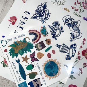 Autocollants de tatouage temporaire pour femmes, motif floral, imperméables, sur papier blanc, impression personnalisée, longue durée, art corporel - Product Image 4