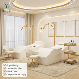 Lit de massage et table de beauté ergonomique beige de luxe moderne pour salon, idéal pour les esthéticiennes et les soins des <span class=keywords><strong>cils</strong></span> - Product Image 1