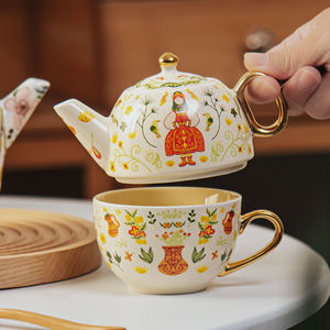 Cadeau de mariage tasse et soucoupe service à thé en céramique avec <span class=keywords><strong>théière</strong></span> pour une personne pot unique ensemble de <span class=keywords><strong>théière</strong></span> individuel - Product Image 6