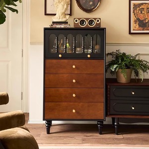 Mobiletto con cassetti in legno massello americano per soggiorno, mobile contenitore per fondo <span class=keywords><strong>letto</strong></span> camera da <span class=keywords><strong>letto</strong></span>, mobiletto retrò per ingresso - Product Image 3