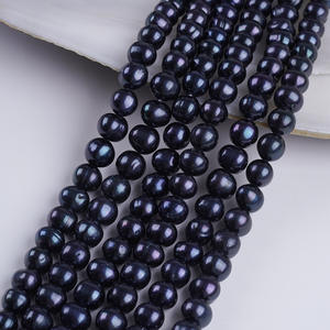 Vente en gros de perles d'eau douce naturelles noires de 9 à 10 mm, perles semi-finies pour collier, pour la fabrication de bijoux faits main - Product Image 4