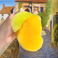 Porte-clés en peluche de fourrure de lapin haut de gamme, pendentif mignon en métal léger et plastique, porte-clés fruit Kawaii, cadeau