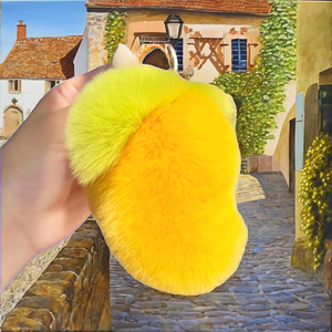 Llavero de Peluche de Mango con Piel de Conejo de Alta Gama, Lindo y Suave, Colgante de Metal y Plástico, Llavero de Fruta Kawaii, Regalo - Product Image 2