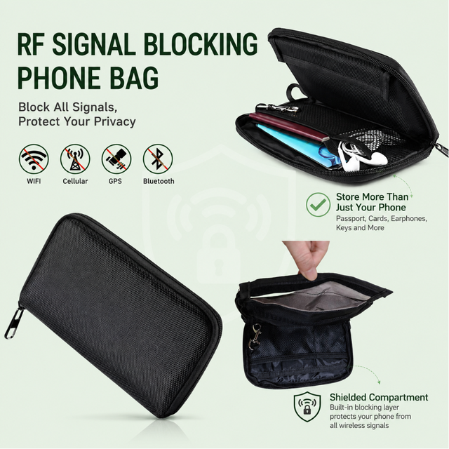 Waterproof Shielding Faraday Phone Bag EMF RF Signal Blocking Anti Radiation Privacy Shield Pouch for Travelling and Hiking