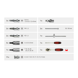 ชุดเครื่องมือ36ชิ้น1/4 "Dr. ชุดซ็อกเก็ตบิต OEM ODM พร้อมสปินเนอร์และเฟืองล้อ - Product Image 2