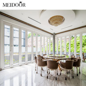 ประตูกระจกอลูมิเนียมด้านนอกสำหรับงานหนักประตูแบบพับสองทบหุ้มฉนวนความร้อนหีบเพลงหลายแผง - Product Image 3