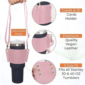 Correa transportadora de cuero con asa Soporte para botella de agua con correa ajustable para vaso de 40 oz y 30 oz - Product Image 3