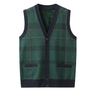 Nouveau Gilet Pull sans Manches en Polyester Tricoté à Col en V pour Homme, Motif Écossais, Logo Frontal, Chaud et Tendance pour l'Automne - Product Image 3