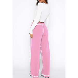 Pantalons de survêtement pour femmes, taille haute, respirants, <span class=keywords><strong>jogging</strong></span>, pyjama, pantalon large, pantalon de détente, joggers - Product Image 3