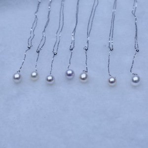 Collar con Colgante de Perla de Agua Dulce en Forma de Arroz, Plata S925, 8.5-9.5mm, Cadena en Forma de Y, Luz Intensa, Venta al Por Mayor del Fabricante - Product Image 4