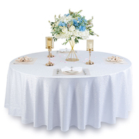 Nappe en brocart de polyester Jacquard Nappe de mariage ronde et blanche sans plis